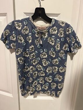 Miss Blumarine Blue Floral Short Sleeve Tee